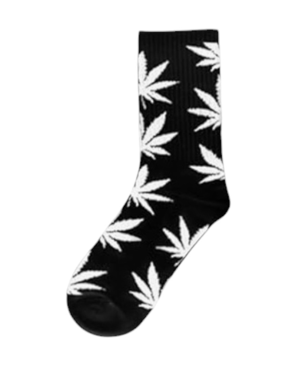 Black & White Leaf Pattern Huff Socks - Men